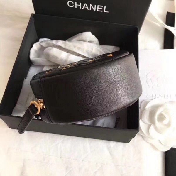 Chanel Lambskin 18k Charms Round Clutch with Chain A81620 Black 2018 Collection