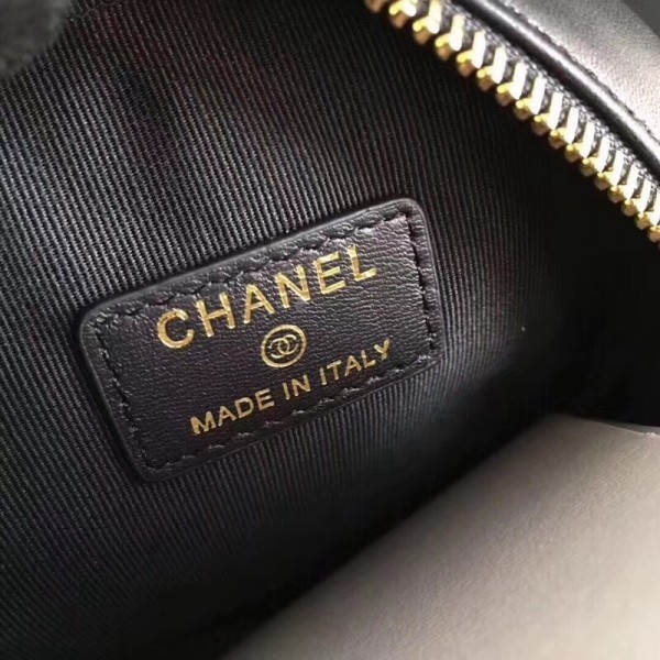 Chanel Lambskin 18k Charms Round Clutch with Chain A81620 Black 2018 Collection
