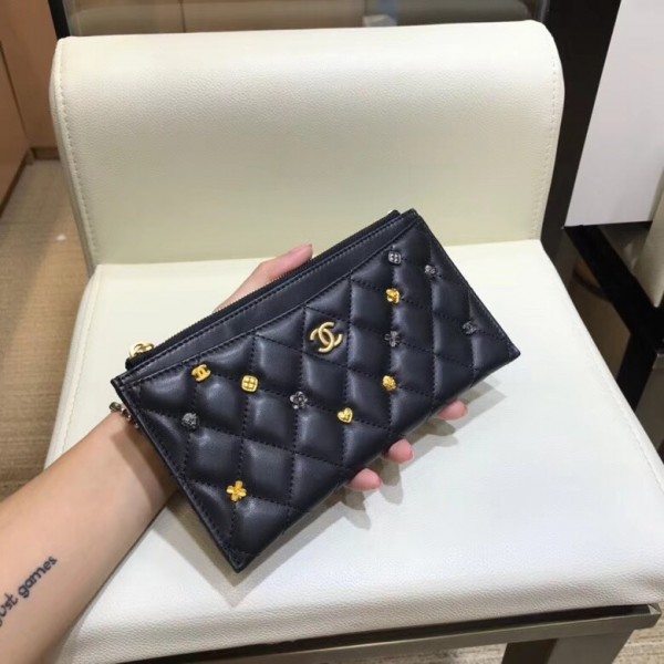 Chanel 18K Charms Small Pouch Clutch Bag A81797 Black 2018