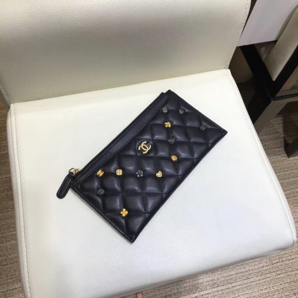 Chanel 18K Charms Small Pouch Clutch Bag A81797 Black 2018