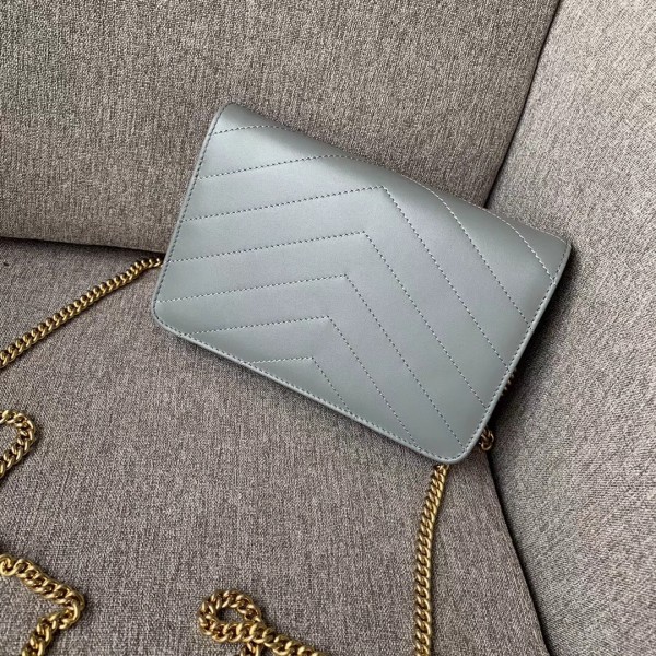 Chanel Chevron Calfskin/Elaphe Wallet On Chain WOC Bag Gray 2018