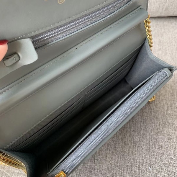 Chanel Chevron Calfskin/Elaphe Wallet On Chain WOC Bag Gray 2018