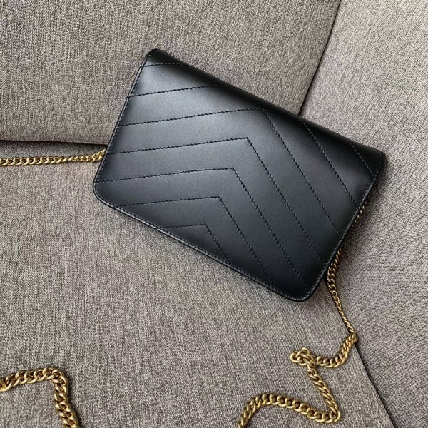 Chanel Chevron Calfskin/Elaphe Wallet On Chain WOC Bag Black 2018