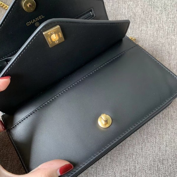 Chanel Chevron Calfskin/Elaphe Wallet On Chain WOC Bag Black 2018
