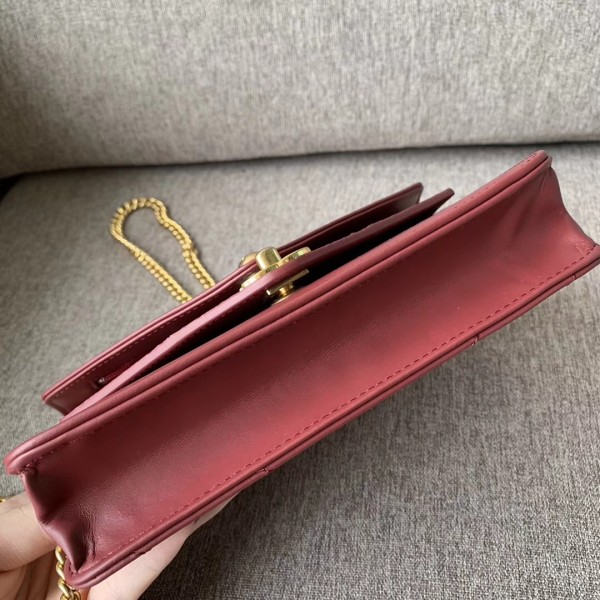 Chanel Chevron Calfskin/Elaphe Wallet On Chain WOC Bag Date Red 2018