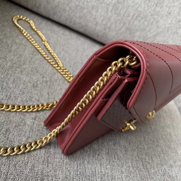 Chanel Chevron Calfskin/Elaphe Wallet On Chain WOC Bag Date Red 2018