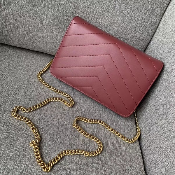 Chanel Chevron Calfskin/Elaphe Wallet On Chain WOC Bag Date Red 2018
