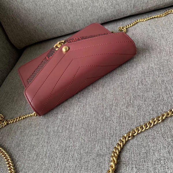 Chanel Chevron Calfskin/Elaphe Wallet On Chain WOC Bag Date Red 2018