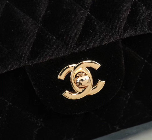 CHANEL Flap Bag velvet 1112 black 
