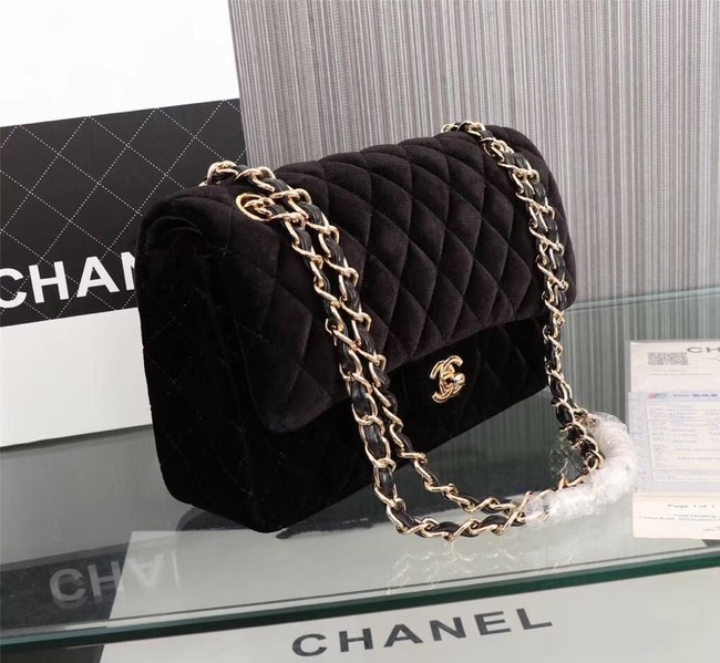 CHANEL Flap Bag velvet 1112 black 