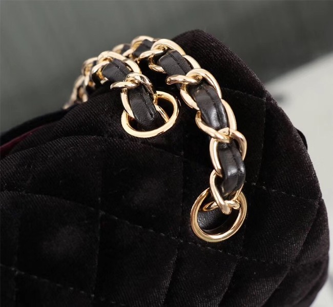 CHANEL Flap Bag velvet 1112 black 