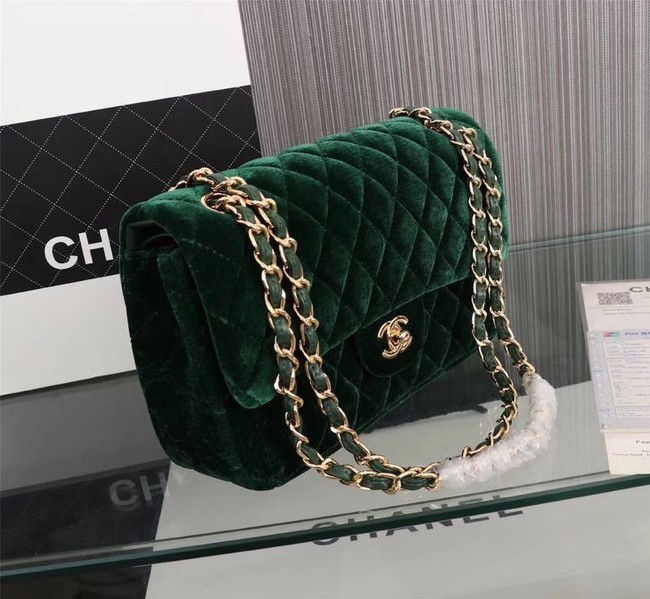 CHANEL Flap Bag velvet 1112 green 