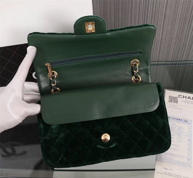 CHANEL Flap Bag velvet 1112 green 