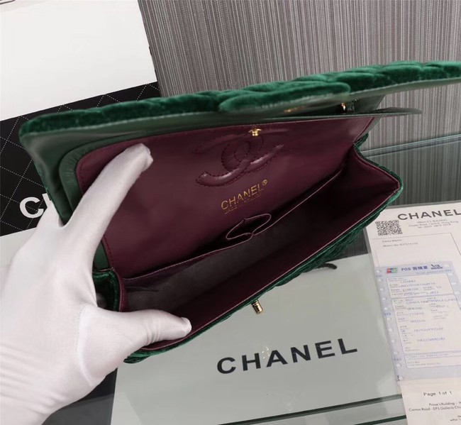 CHANEL Flap Bag velvet 1112 green 