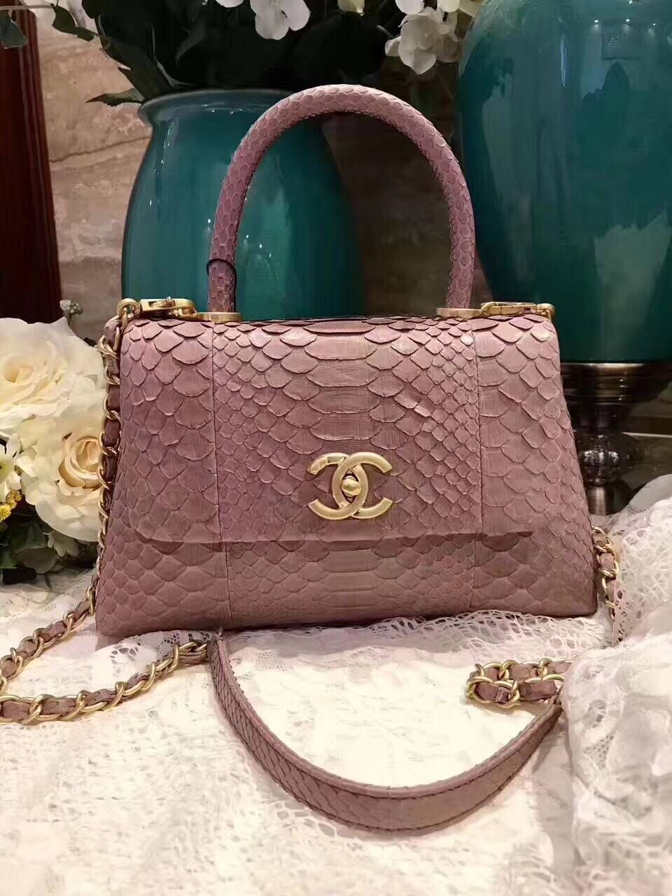 Chanel Classic Top Handle Bag A92991 pink