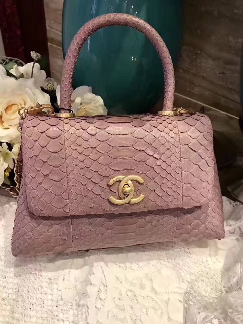 Chanel Classic Top Handle Bag A92991 pink  