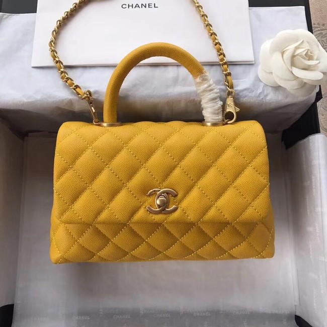 Chanel Small Flap Bag with Top Handle A92990 yellow 
