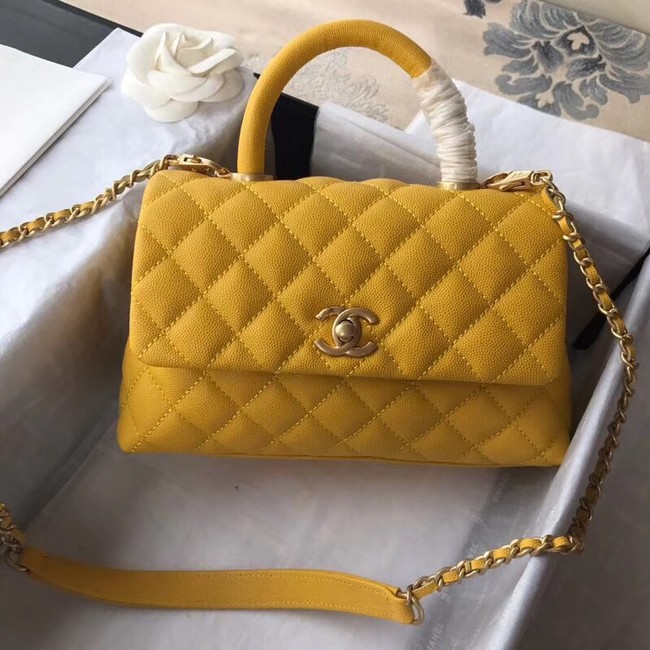 Chanel Small Flap Bag with Top Handle A92990 yellow 