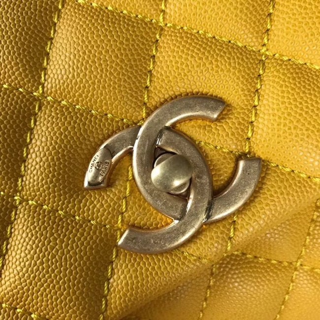 Chanel Flap Bag with Top Handle A92991 yellow 