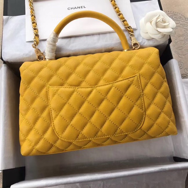 Chanel Flap Bag with Top Handle A92991 yellow 