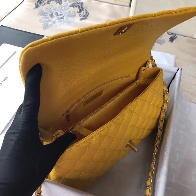 Chanel Flap Bag with Top Handle A92991 yellow 