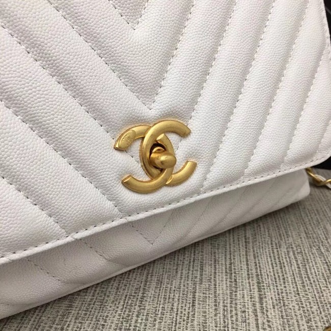 Chanel Flap Bag with Top Handle 36620 white 