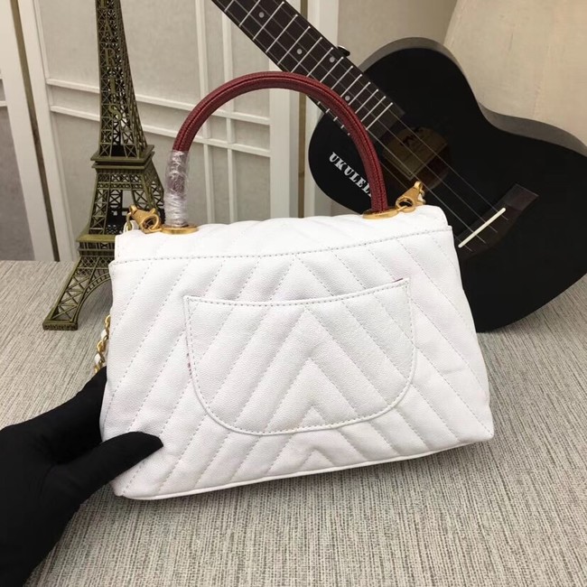 Chanel Flap Bag with Top Handle 36620 white 
