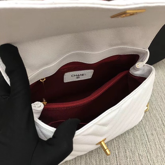Chanel Flap Bag with Top Handle 36620 white 
