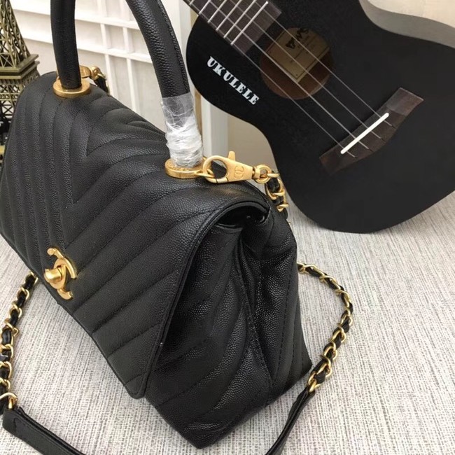 Chanel Flap Bag with Top Handle 36620 black 