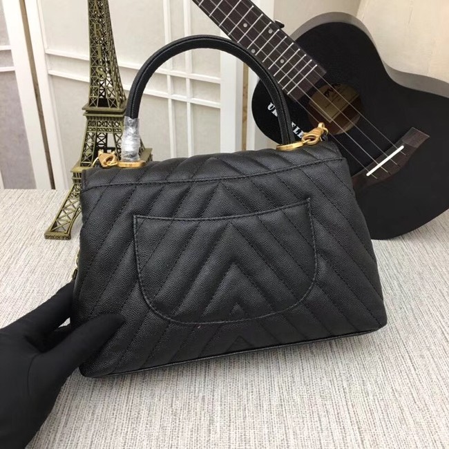 Chanel Flap Bag with Top Handle 36620 black 