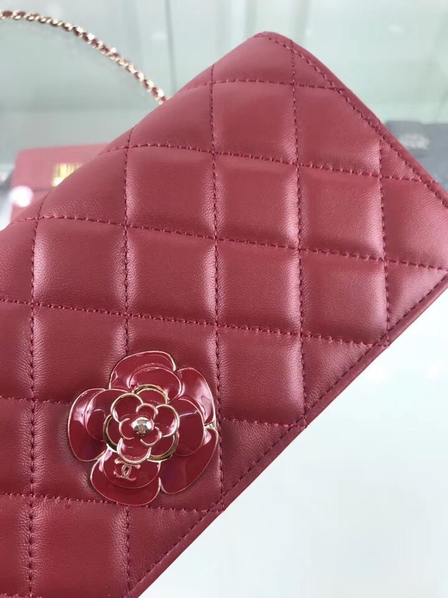 CHANEL Clutch Lambskin & Gold-Tone Metal A94575 red 
