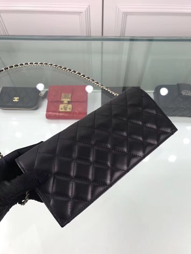 CHANEL Clutch Lambskin & Gold-Tone Metal A94575 Black 