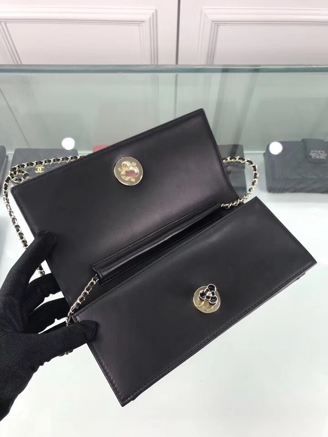 CHANEL Clutch Lambskin & Gold-Tone Metal A94575 Black 
