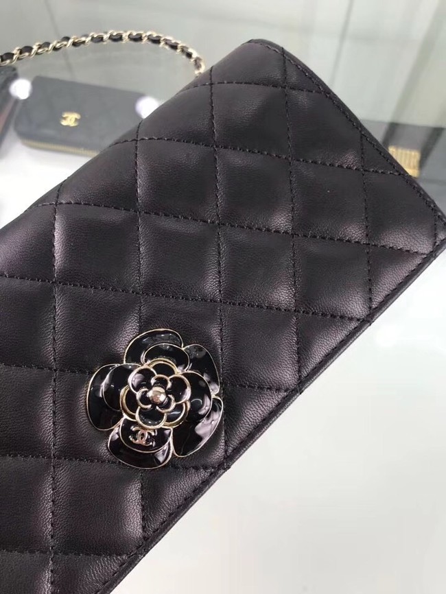 CHANEL Clutch Lambskin & Gold-Tone Metal A94575 Black 