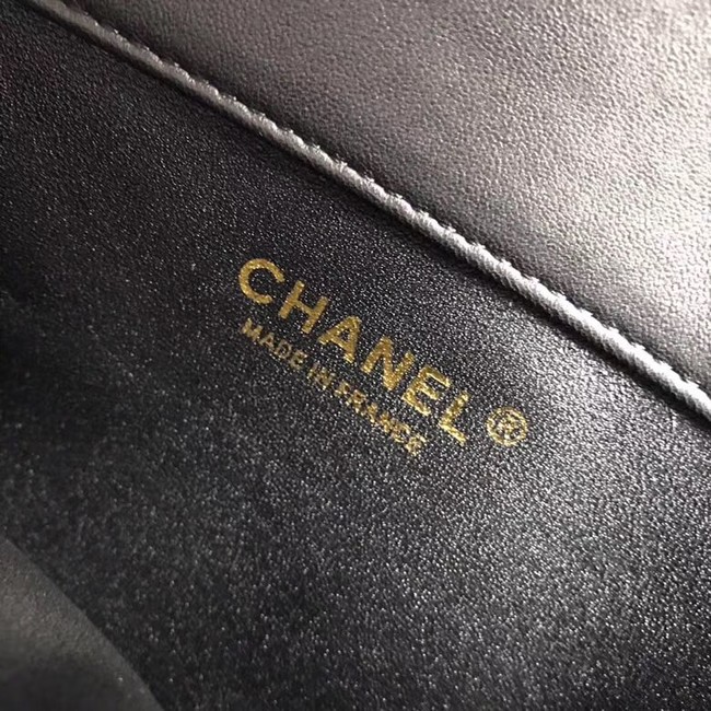 Chanel Flap Bag with Top Handle Gold-Tone Metal A57342 black 
