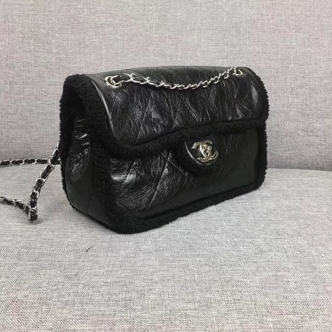 Chanel Flap Bag Shearling Lambskin & silver-Tone Metal 3378 black 