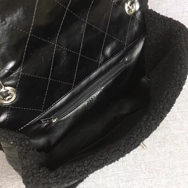 Chanel Flap Bag Shearling Lambskin & silver-Tone Metal 3378 black 