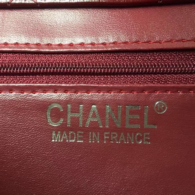 Chanel Flap Bag Shearling Lambskin & silver-Tone Metal 3378 Burgundy 
