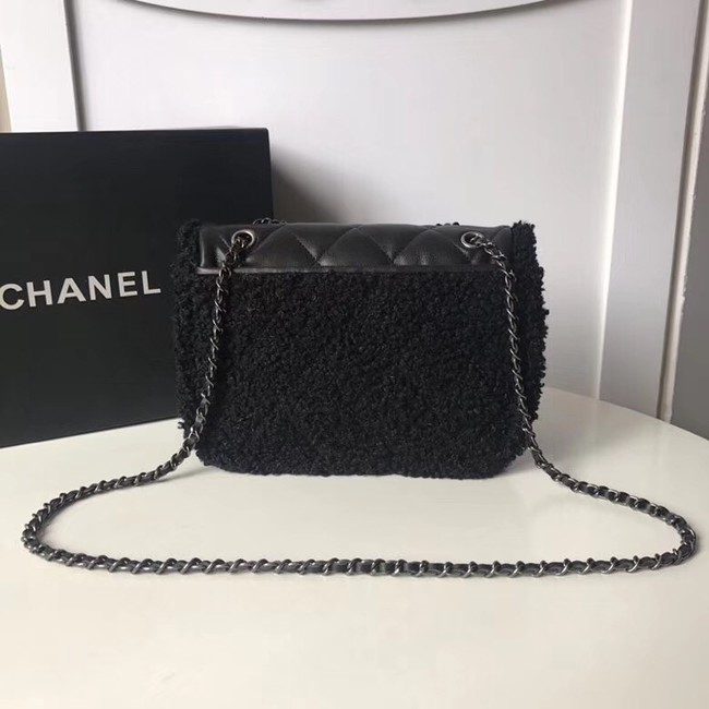 Chanel Flap Bag Shearling Lambskin & silver-Tone Metal 3458 black 
