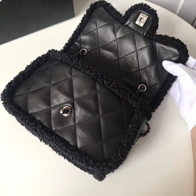 Chanel Flap Bag Shearling Lambskin & silver-Tone Metal 3458 black 