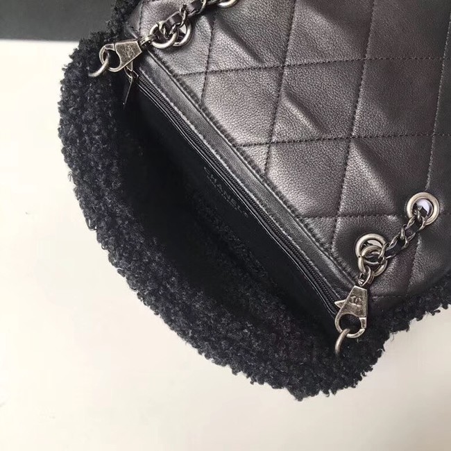 Chanel Flap Bag Shearling Lambskin & silver-Tone Metal 3458 black 