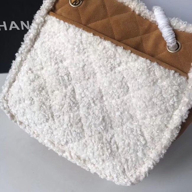 Chanel Flap Bag Shearling Lambskin & silver-Tone Metal 3458 Beige 