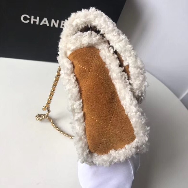 Chanel Flap Bag Shearling Lambskin & silver-Tone Metal 3458 Beige 