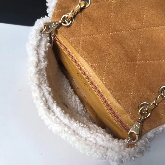 Chanel Flap Bag Shearling Lambskin & silver-Tone Metal 3458 Beige 