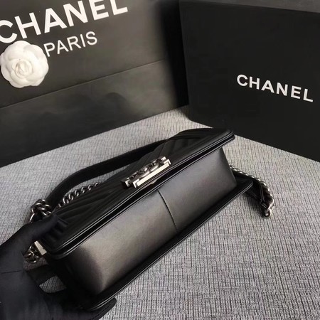 Boy Chanel Flap Bag Original Chevron Leather A67086V Black 