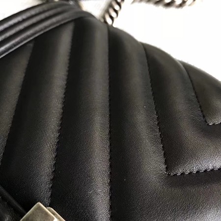 Boy Chanel Flap Bag Original Chevron Leather A67086V Black 