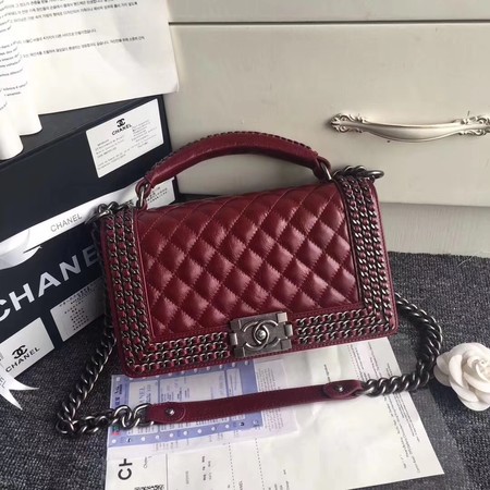 Boy Chanel Flap Shoulder Bag Sheepskin Leather A67086B Red