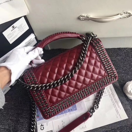 Boy Chanel Flap Shoulder Bag Sheepskin Leather A67086B Red 