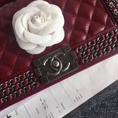 Boy Chanel Flap Shoulder Bag Sheepskin Leather A67086B Red 