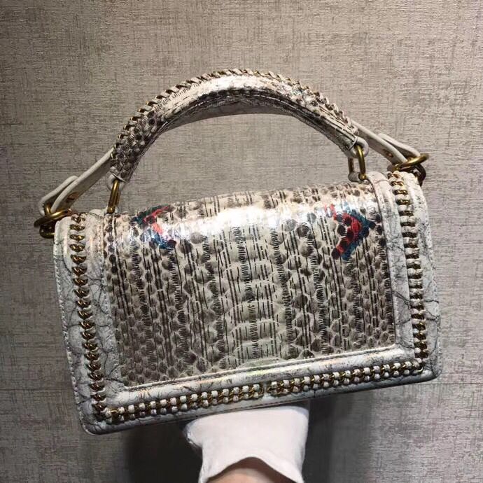 Boy Chanel Flap Shoulder Bag Snake Leather A67099 Gold  